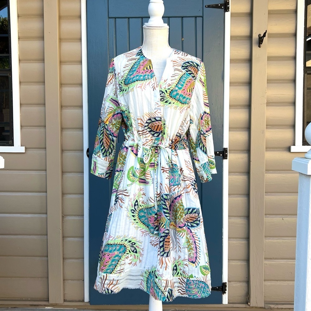 MARC CAIN stylized paisley print dress in multi Color Women’s Size L